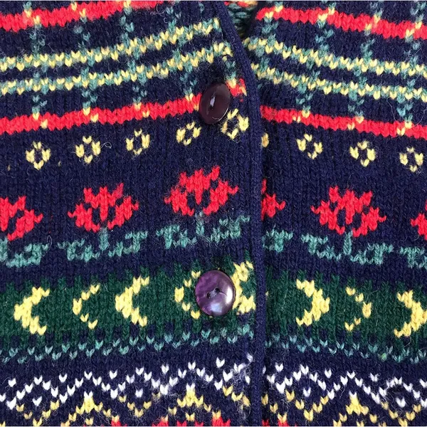 EDINBURGH Lambswool Cardigan Sz M VTG 80's Oversize Holiday Cozy Made Scotland - Image 7