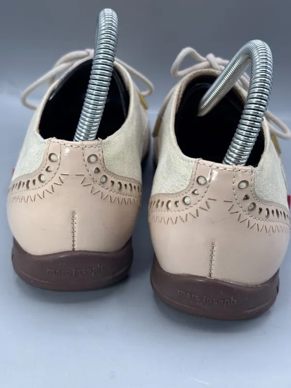 Marc Joseph New York Golf Oxford Shoes Womens 9 Cream Tan Leather Brogue Lace Up - Image 4