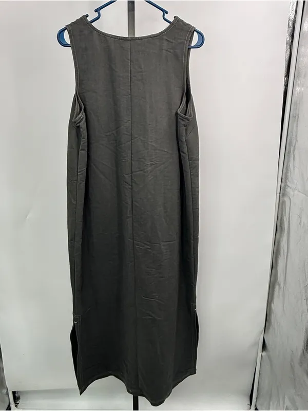 Vintage Pellini Maxi Dress L Olive Green Rayon Lagenlook Pocket 90s - Image 2