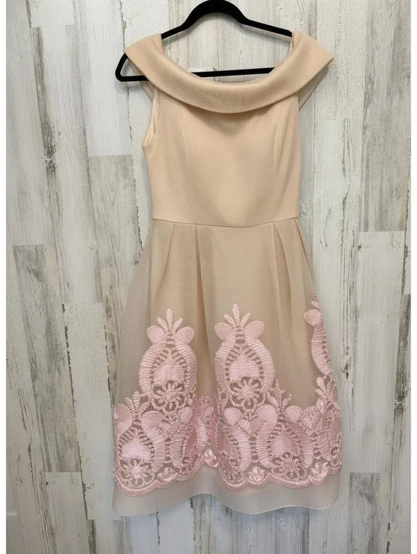 Caramel Fashion Women's US 12 (EU 44) Off-Shoulder Mesh Cocktail Dress - Image 2
