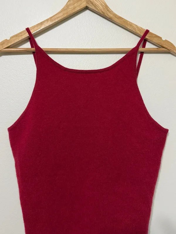 Ann Taylor 100% Cashmere Red Tank Top Size Small Fall Winter - Image 3