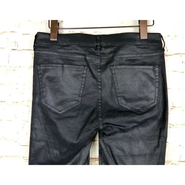Madewell Jeans Womens 26 Black Skinny Ankle Leather Coated Biker Moto Zip Pocket - Image 8
