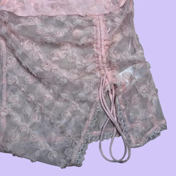 Kimchi Blue Pink Rosette Mesh Strapless Tube Top Women‎ Size Small Coquette - Image 4