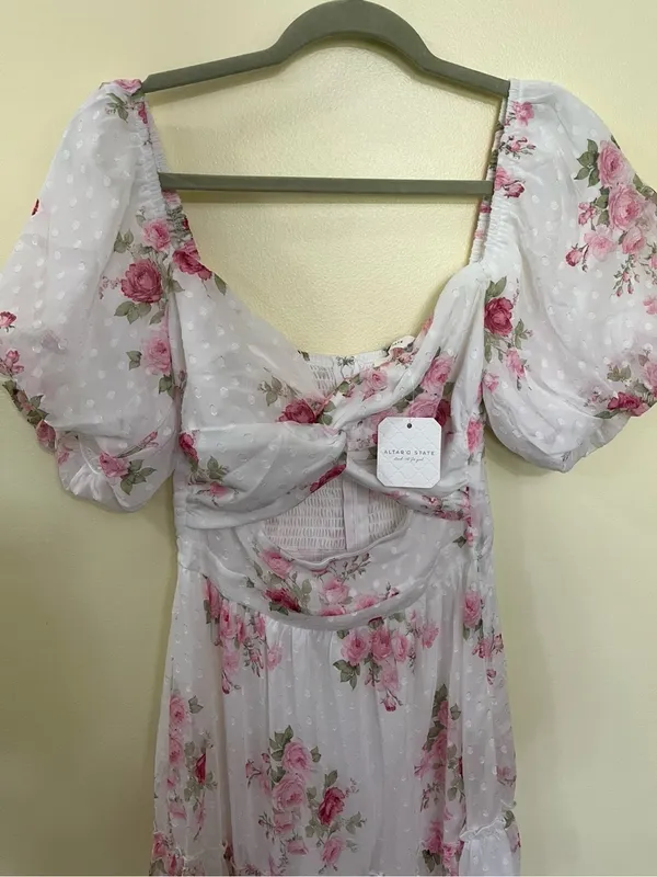 NEW Altar’d State White & Pink Floral Maxi Dress Size Small NWT - Image 6