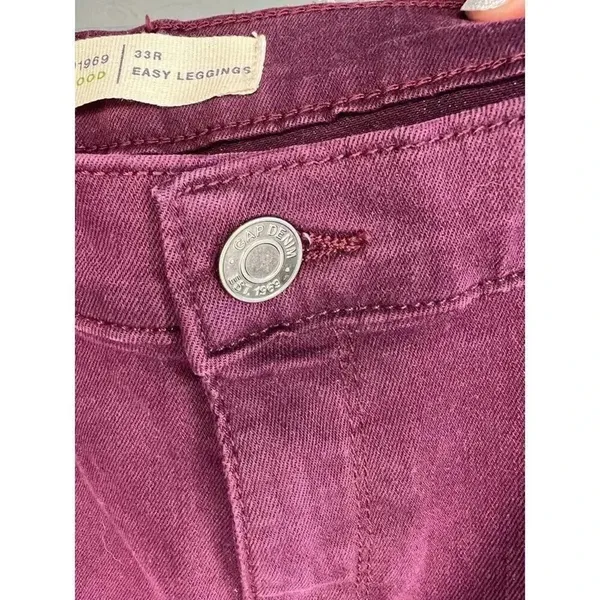 Gap 1969 Easy Leggings Size 16R Burgundy Red Distressed Skinny Pants - Image 5