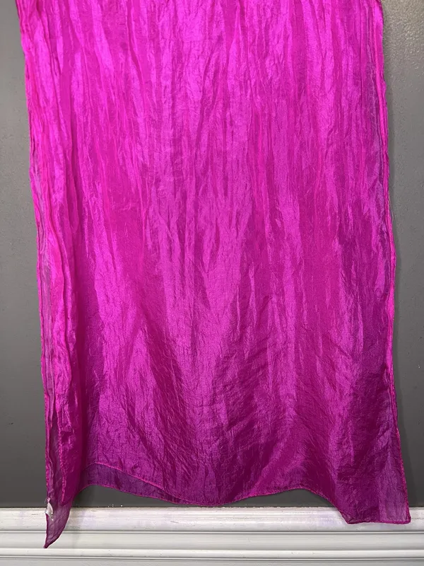 Pink Silk Scarf Womens One Size Sheer Crinkle Chiffon Rectangle Wrap Shawl India - Image 6