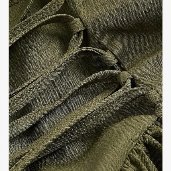 Elegant Olive Green Halter Dress New - Image 3