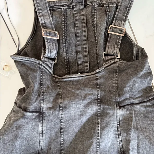 Free People Black Wash Denim Dress Size Small - Image 5