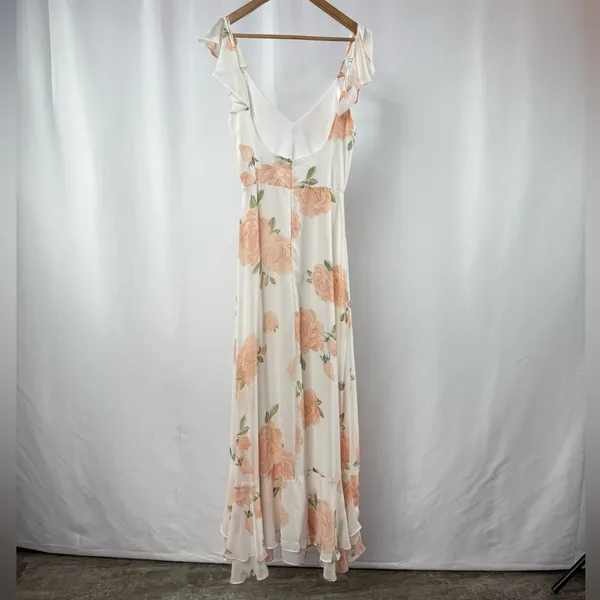 Lulus Take You‎ There Floral Print Maxi Dress in Ivory Size Small - Image 5