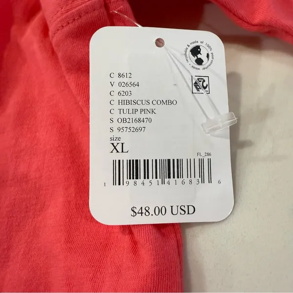 Free People Movement NWT Inspire Cotton Graphic T-Shirt Women’s XL Hibiscus Pink - Image 10