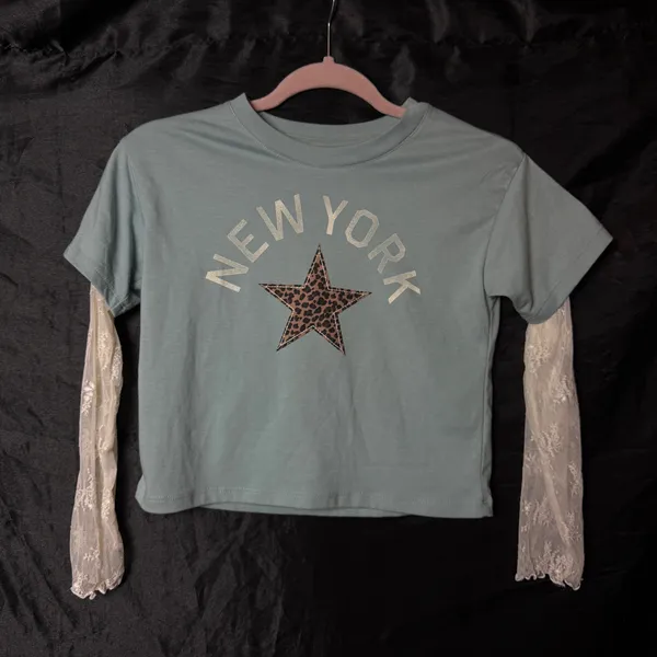 Y2K Baby Tee Blue Size XS - Image 2