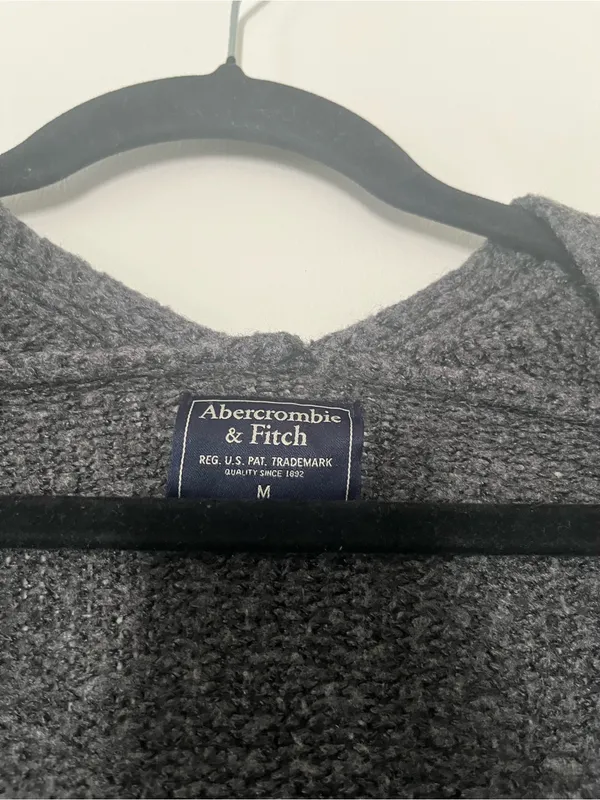 Abercrombie Gray Open Front Cardigan Sweater Small Cozy Knit Pockets Minimalist - Image 2