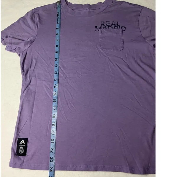 Adidas Real Madrid Pocket T-Shirt Womens Small Purple Cotton‎ Short Sleeve Tee - Image 6
