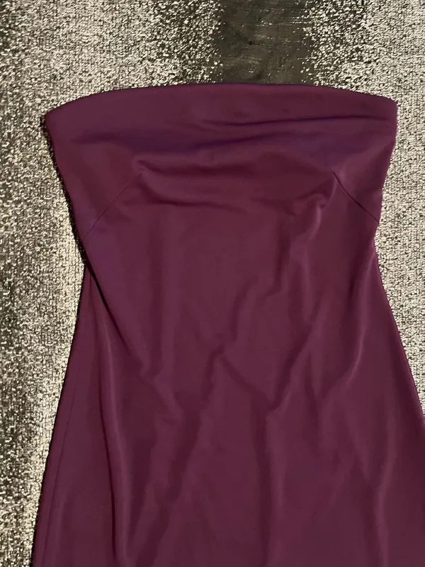 Womens 3/4 Vintage Express Y2K Strapless Asymmetrical Hem Maxi Dress Plum Purple - Image 6