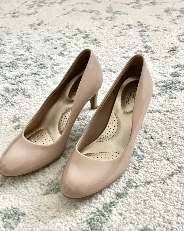 Classic Nude Patent Leather Heel Pumps - Image 2