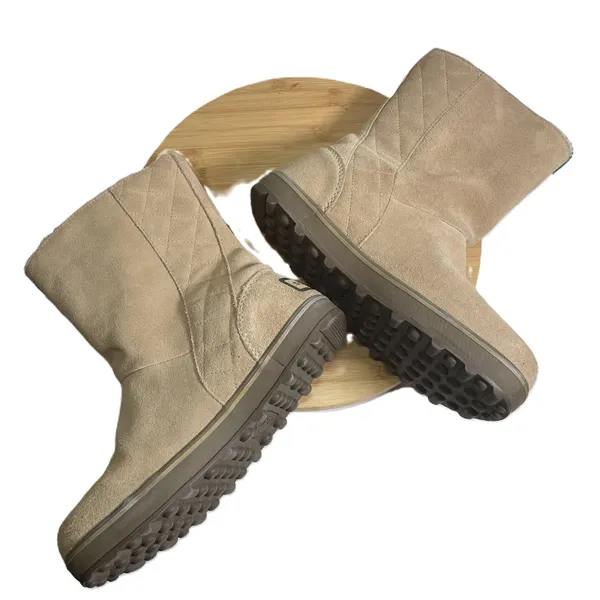 Sorel Women 10 Beige Suede Leather Glacy Boots Waterproof Sherpa Lined Winter - Image 9