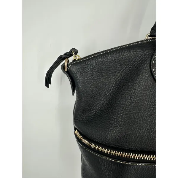 Dooney & Bourke Satchel‎ Bag Purse Black Leather Pebbled Zip Pocket Classic Tote - Image 13
