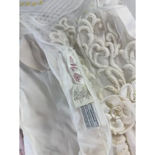Mon Cheri‎ Bridals Wedding Gown White Embroidered Illusion Back Veil Set Size 10 - Image 7