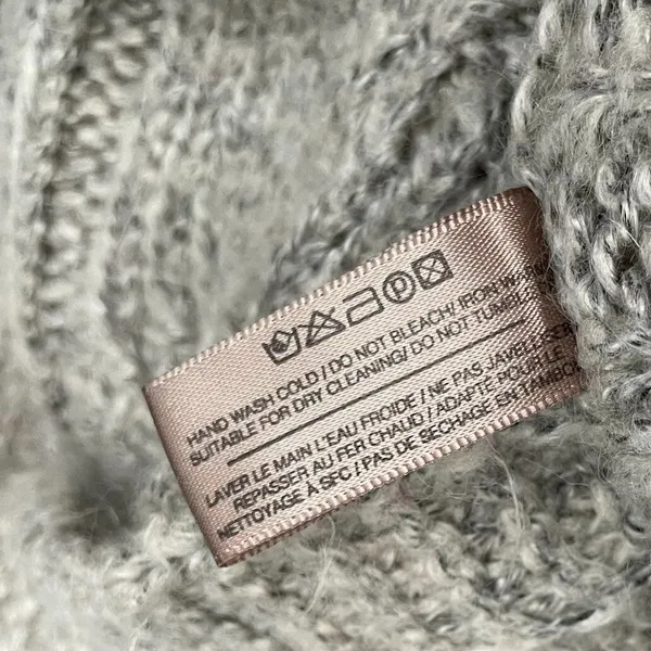 Lagenlook One Size Gray Chunky Cable Knit Wool Cardigan Cozy Minimalist Boho - Image 7