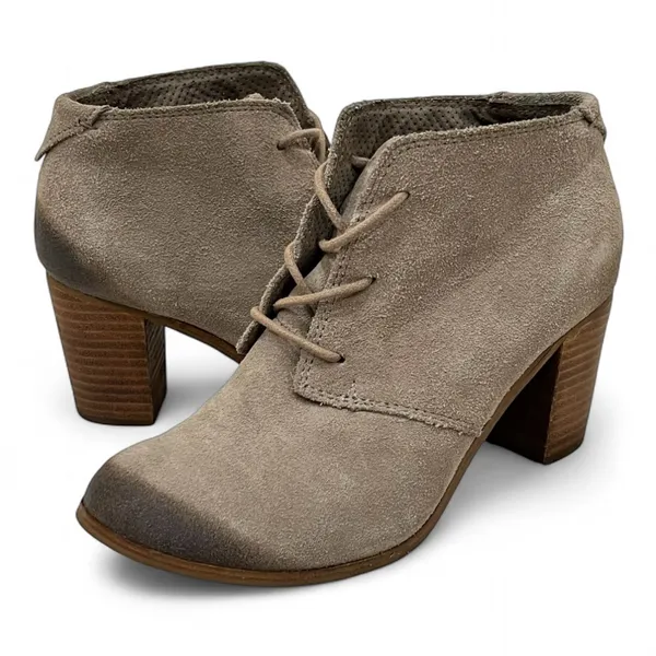 Toms Tan Lunata Suede Lace-Up Heeled Booties Size 7 - Image 14