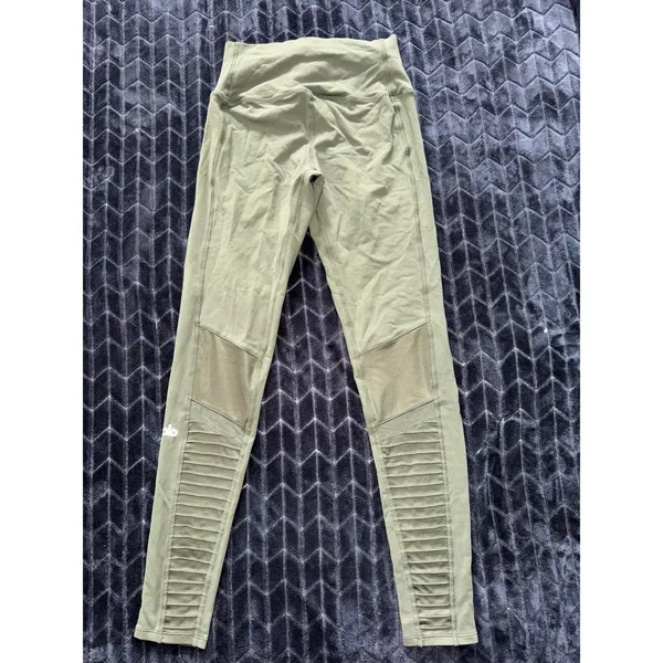 Alo Yoga Leggings Womens Green Moto High Rise Panel Activewear‎ Workout Size S - Image 4