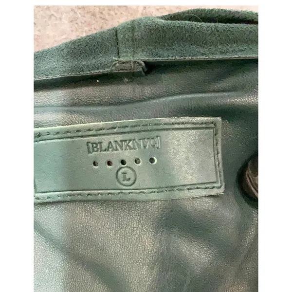 BlankNYC Womens Vegan Leather Asymmetrical Zip Jacket Moto biker Dark Green L - Image 7