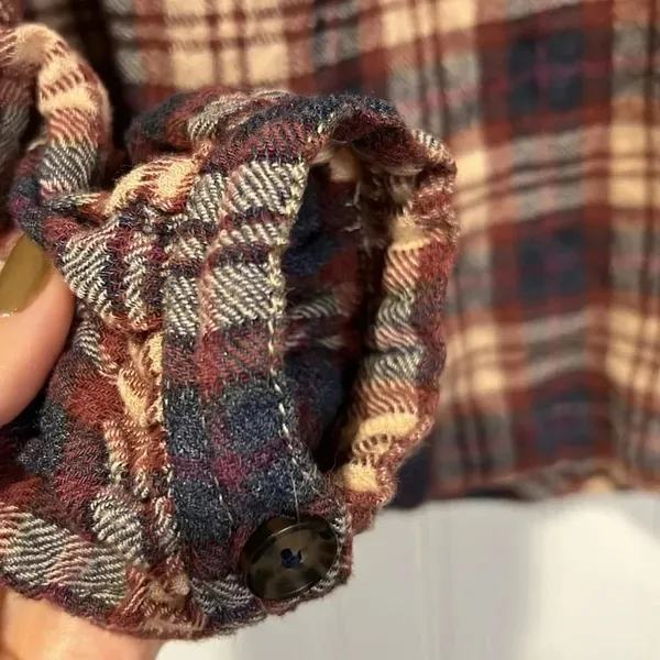 Free People Plaid Northern Bound Flannel Henley top size XS - Image 7