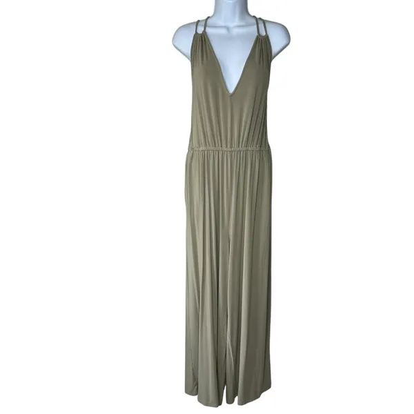 Old Navy Womens Khaki Sleeveless Double Strap Ankle Length Jumpsuit Size XL - Image 2