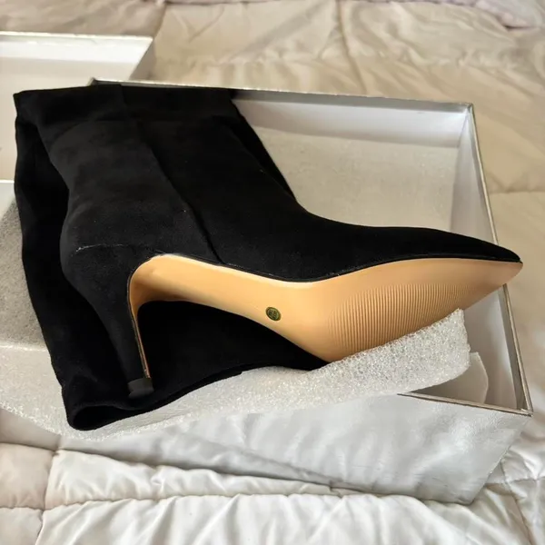 Black Faux Suede Knee - Image 2