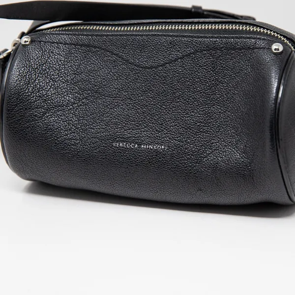Rebecca Minkoff Barrel Circular Long Genuine Leather Crossbody Purse Bag Black - Image 2