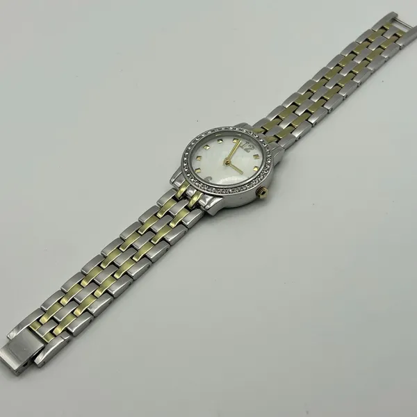 Women’s Two-tone Mother Pearl Gold Studded Dial Watch Working New Battery - Image 4