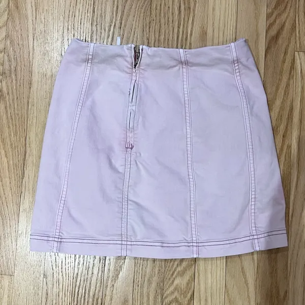 Free People Pink Denim Mini Skirt - Image 2