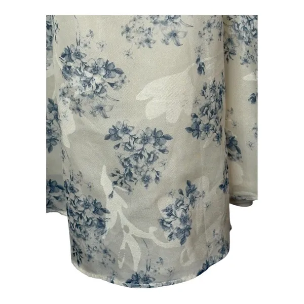 Cotton Candy LA Fit and Flare Dress Small Cream Blue Floral Strapless‎ Mini - Image 10