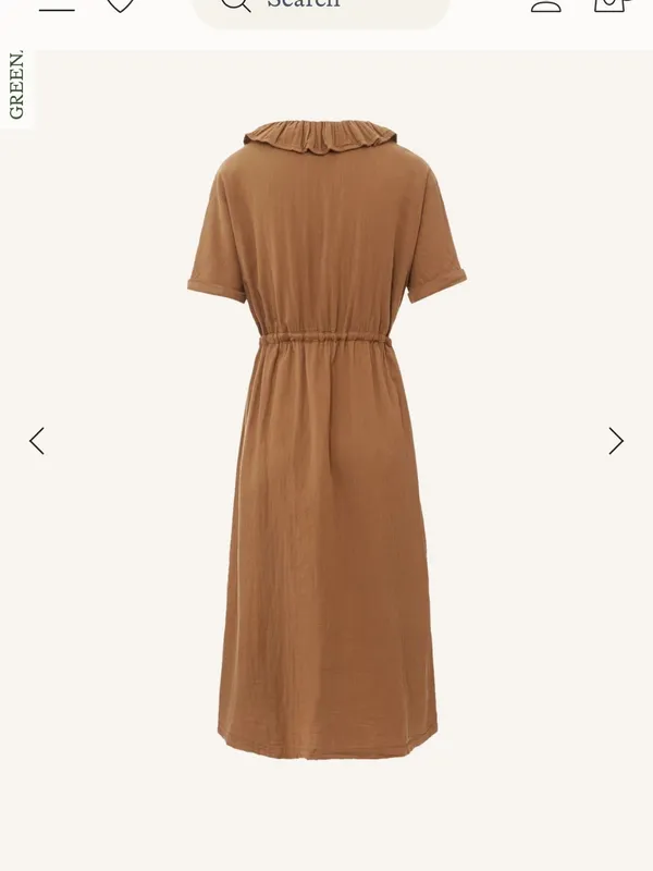 Ruffle-Collar Long Sleeve Button Poudre organic Camarine madame dress - Image 4