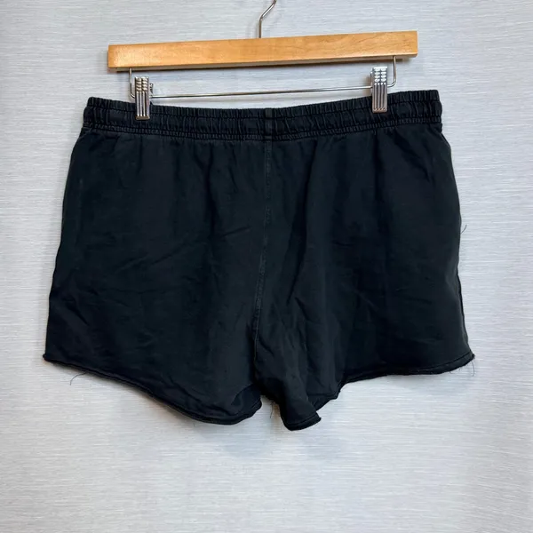 Double Zero Womens Black Cotton Boxy Crop Top and Drawstring Shorts Set Large - Image 5