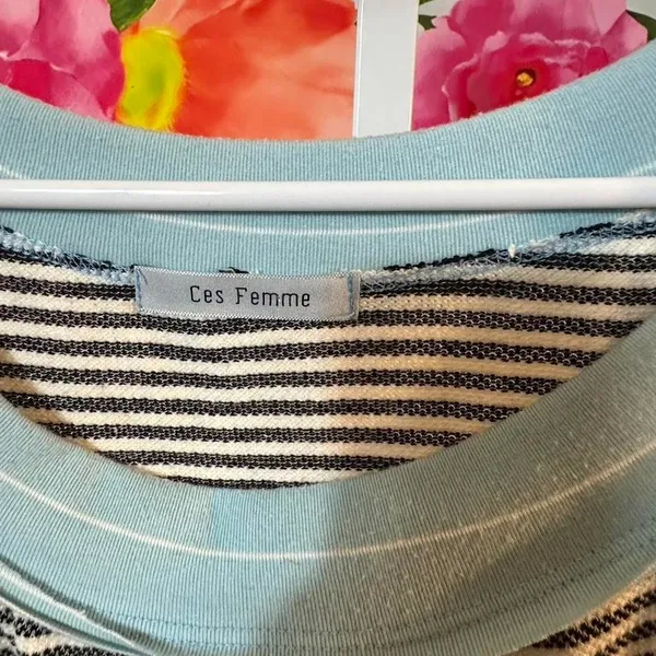 S314. Ces Femme blue & white striped sweater - Image 2