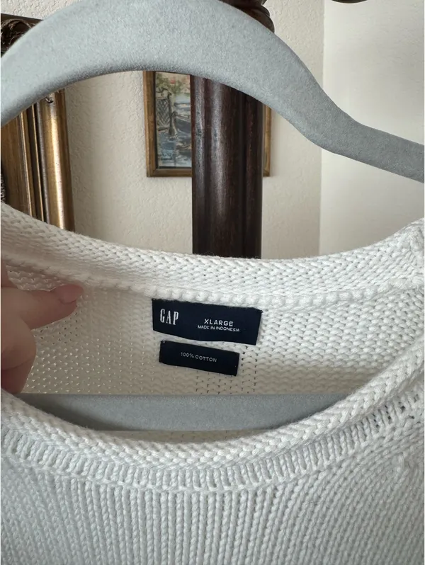 Gap Oversized White 100% Cotton Knit Sweater - Image 4