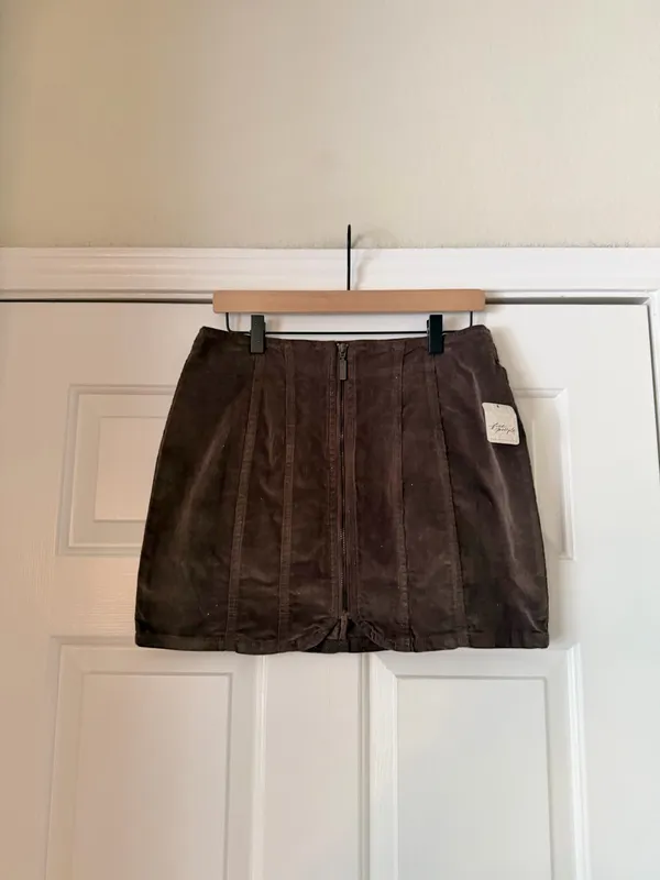 Free People Layla Corduroy Mini Skirt Mocha - Image 2