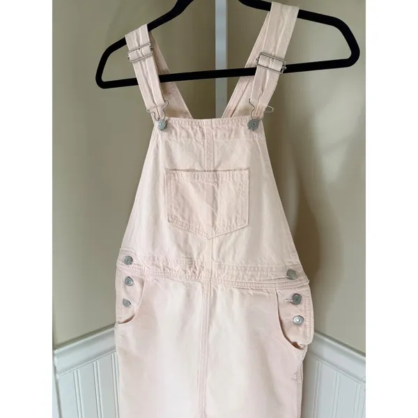 Levi's Hendrix Denim Skirtall Dusty Pink Overall Midi Dress XS - Image 13