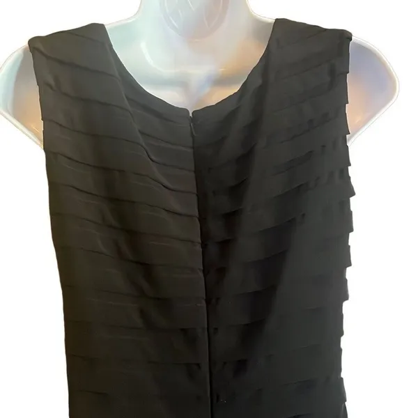 Cache Y2K Vintage Black‎ Beaded Bodycon Pleated Cocktail Mini Dress Sz 8 Party - Image 4