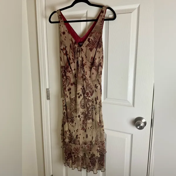 Robbie Bee Silk Paisley Midi Dress Beaded Fairycore Whimsigoth Y2K Size 10 - Image 2