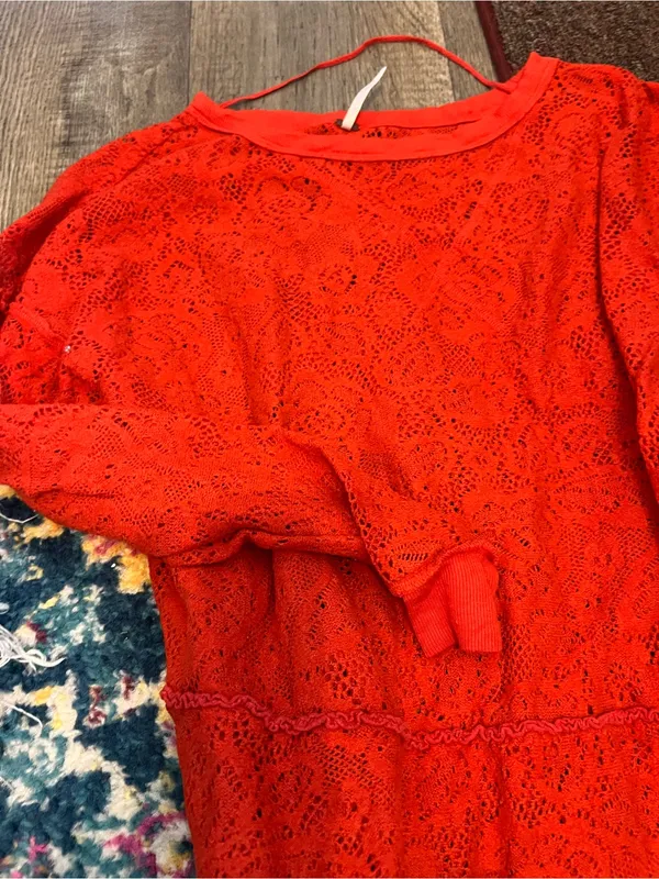 Free people Red Lace Long-Sleeve Women's Top - Image 8
