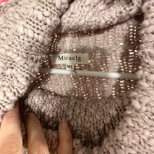 S202. Miracle USA. Pink fuzzy sweater with cowl neck - Image 2