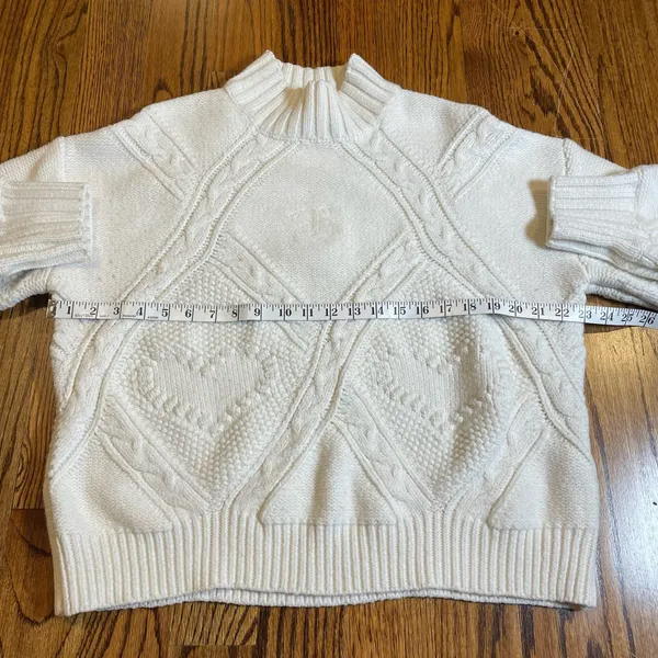Aelfric Eden Heart Choice Cable Knit Mock Neck Sweater White Size S - Image 2
