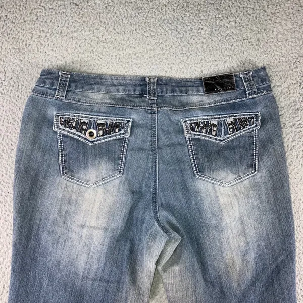 Vtg‎ Embellished Straight Leg Jeans Women 14 35x31 Stretch Y2K Western Outdoor - Image 2
