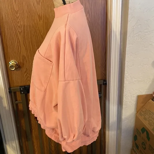 Nap Loungewear Peach Coral Oversized Sweatshirt Hi-Low Drawstring Hem Size Large - Image 3