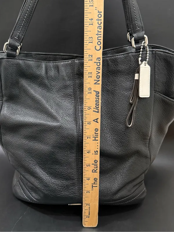 COACH F23662 Park Black Pebbled Leather North/South Tote Bag - Image 8
