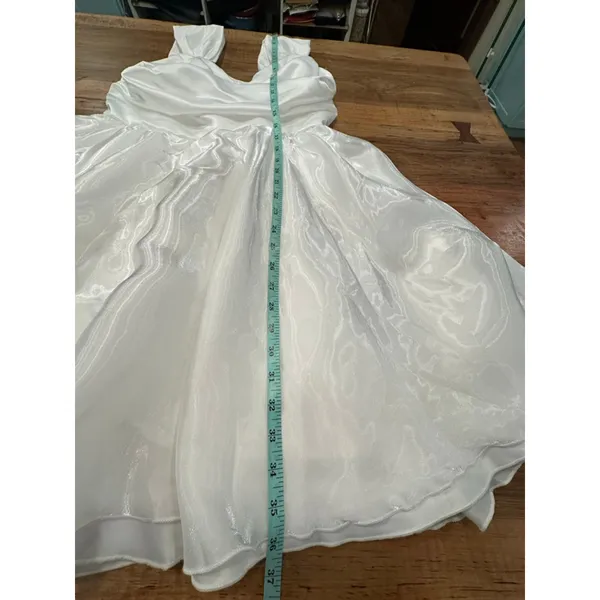 HUTORUL White Satin Mini Dress Retro Prom Size M - Image 13