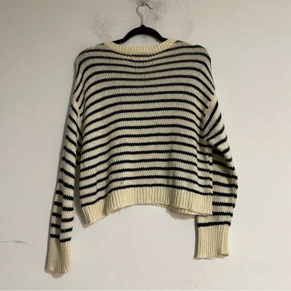 Denim & Supply Ralph Lauren Open Knit Cotton Striped Crewneck Sweater XL Preppy - Image 8