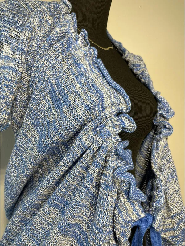 Free People Blue Ruched Open Front Cardigan Cotton M Ballet - Image 6